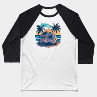 Bus on a Beach Baseball T-Shirt